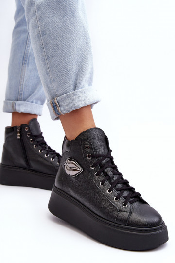 Sapatos de lazer Alto com zíperes Lemar cor preta Katerin