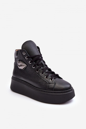 Sapatos de lazer Alto com zíperes Lemar cor preta Katerin 2