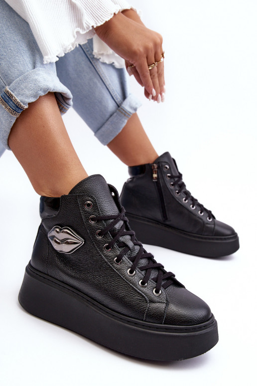 Sapatos de lazer Alto com zíperes Lemar cor preta Katerin Sapatos de lazer Alto com zíperes Lemar cor preta Katerin