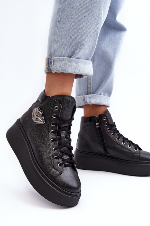 Sapatos de lazer Alto com zíperes Lemar cor preta Katerin Sapatos de lazer Alto com zíperes Lemar cor preta Katerin