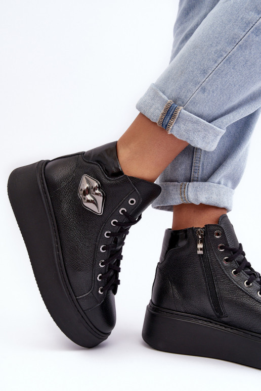 Sapatos de lazer Alto com zíperes Lemar cor preta Katerin Sapatos de lazer Alto com zíperes Lemar cor preta Katerin