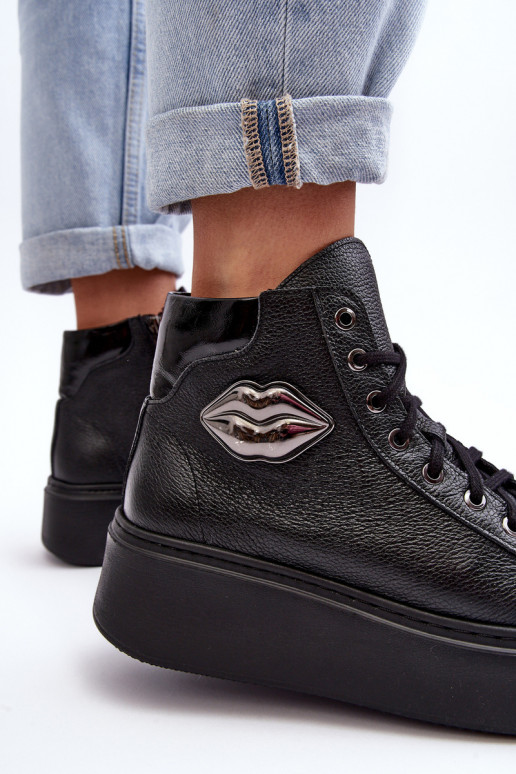 Sapatos de lazer Alto com zíperes Lemar cor preta Katerin Sapatos de lazer Alto com zíperes Lemar cor preta Katerin