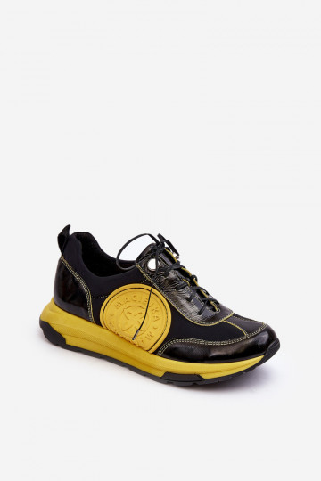 Feminino tênis Pele Tem que serciejka 06295-01 Preto e-cor amarela 2