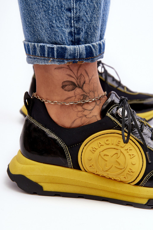 Feminino tênis Pele Tem que serciejka 06295-01 Preto e-cor amarela Feminino tênis Pele Tem que serciejka 06295-01 Preto e-cor amarela