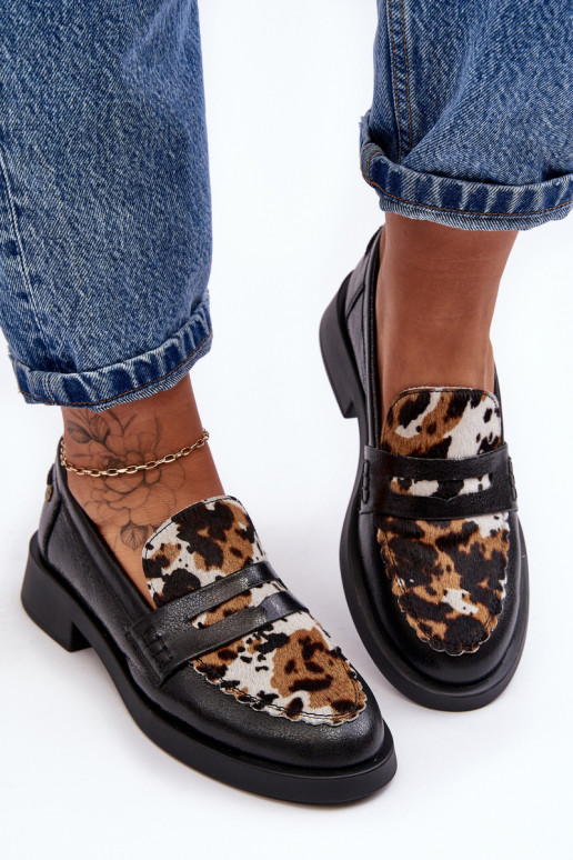 Pele sapato mocassins femininos Tem que serciejka 06250-01 cor preta Pele sapato mocassins femininos Tem que serciejka 06250-01 cor preta