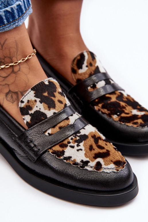 Pele sapato mocassins femininos Tem que serciejka 06250-01 cor preta Pele sapato mocassins femininos Tem que serciejka 06250-01 cor preta