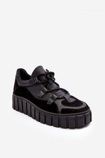 Sapatos esportivos femininos de couro com plataforma M01/1 Zazoo na cor preta 2