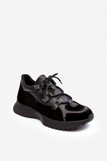 Sapatos esportivos femininos de couro M01/2 Zazoo na cor preta 2
