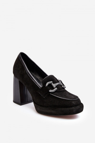 Sapatos de couro com salto alto Laura Messi 2706 na cor preta 2