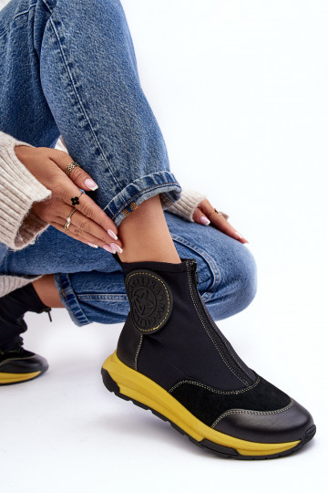 Botas femininas com zíperes Tem que serciejka 06297-01 cor preta