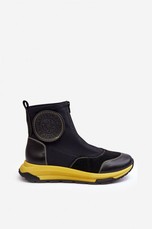 Botas femininas com zíperes Tem que serciejka 06297-01 cor preta