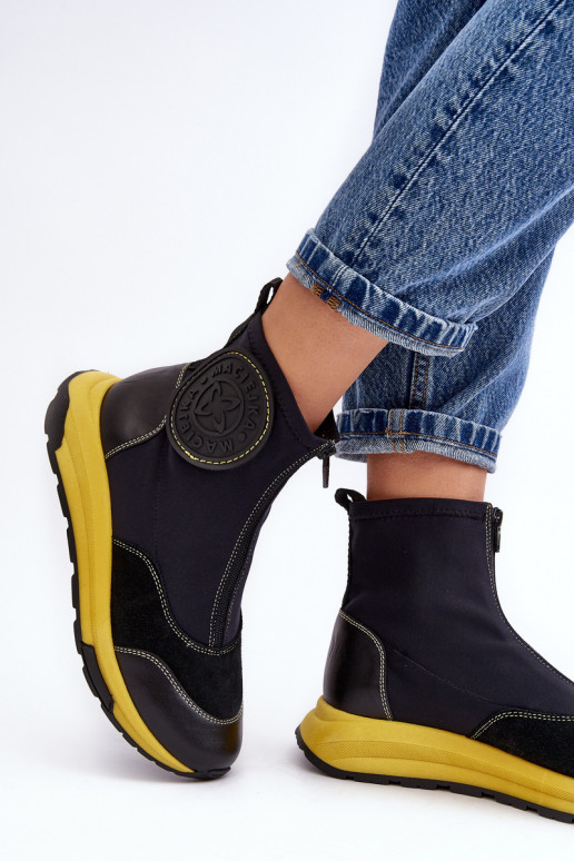 Botas femininas com zíperes Tem que serciejka 06297-01 cor preta