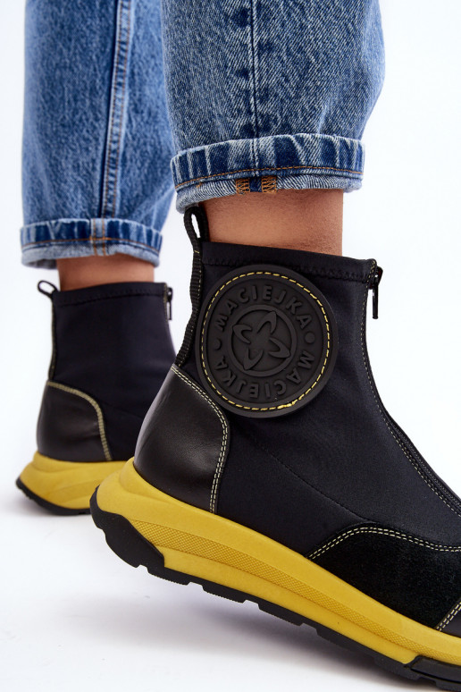 Botas femininas com zíperes Tem que serciejka 06297-01 cor preta