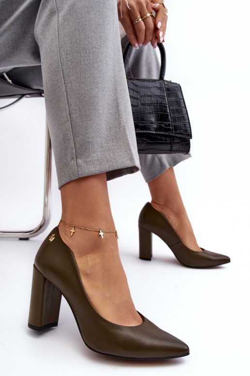 Pele Sapato com salto Laura Messi 2624/227 cor cáqui Pele Sapato com salto Laura Messi 2624/227 cor cáqui