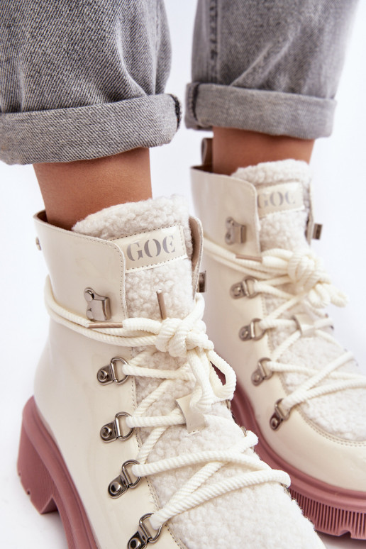 com efeito verniz Pele Botas sapato Feminino GOE MM2N4083 cor branca com efeito verniz Pele Botas sapato Feminino GOE MM2N4083 cor branca