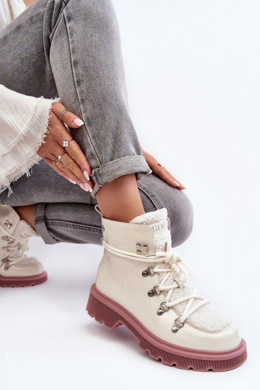 com efeito verniz Pele Botas sapato Feminino GOE MM2N4083 cor branca com efeito verniz Pele Botas sapato Feminino GOE MM2N4083 cor branca