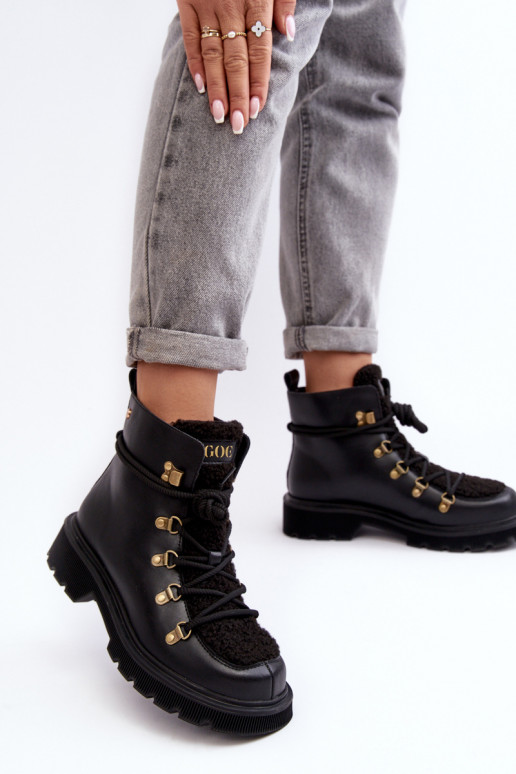 Pele Botas sapato Feminino GOE MM2N4082 cor preta Pele Botas sapato Feminino GOE MM2N4082 cor preta