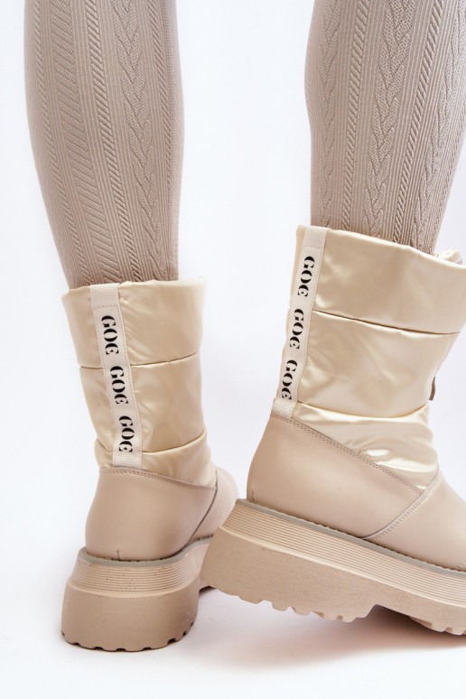 Botas de neve Feminino Em uma sola grossa com zíperes GOE MM2N4079 bege Botas de neve Feminino Em uma sola grossa com zíperes GOE MM2N4079 bege