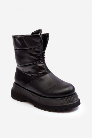 Botas femininas de neve com sola grossa e zíper GOE MM2N4078 na cor preta