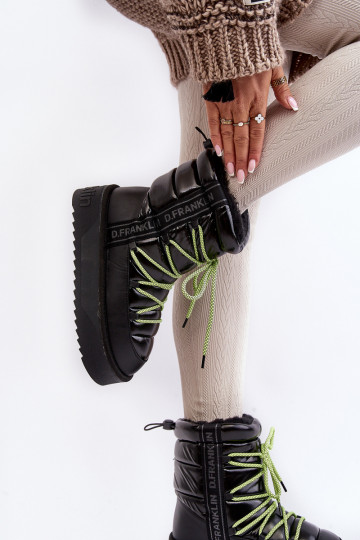 Botas femininas de neve com sola grossa veganas D.Franklin DFSH371007 na cor preta 2