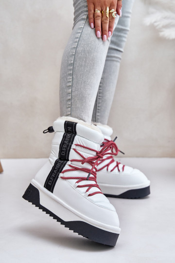 Botas femininas de neve com sola grossa veganas D.Franklin DFSH371007 na cor branca 2
