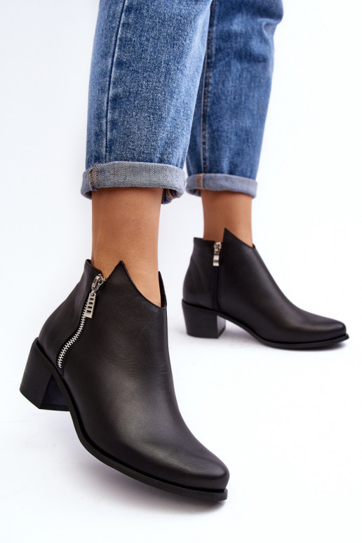 Pele Botas femininas Com um top baixo com salto Com controles deslizantes cor preta Annaja Pele Botas femininas Com um top baixo com salto Com controles deslizantes cor preta Annaja