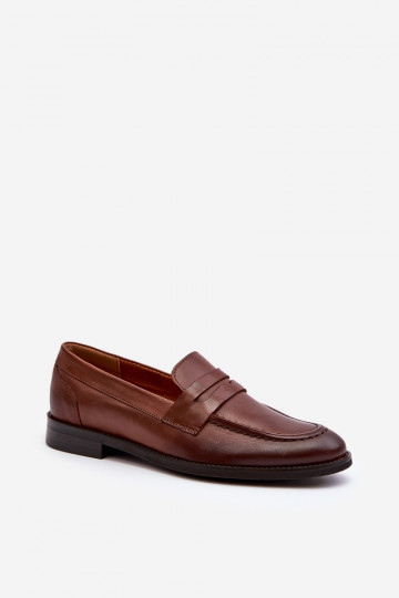 Mocassins de couro masculinos Zazoo 1570/1 cor marrom