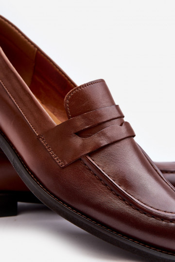 Mocassins de couro masculinos Zazoo 1570/1 cor marrom 2
