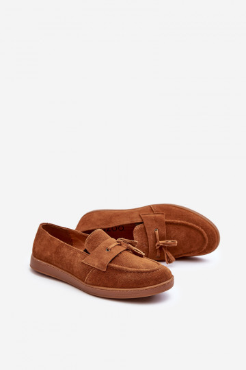 Tem que sercho de camurça Mocassins sapato Zazoo 1566 - Ciepły Brąz