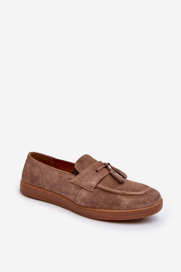 Mocassins de camurça masculinos Zazoo 1566 cor marrom