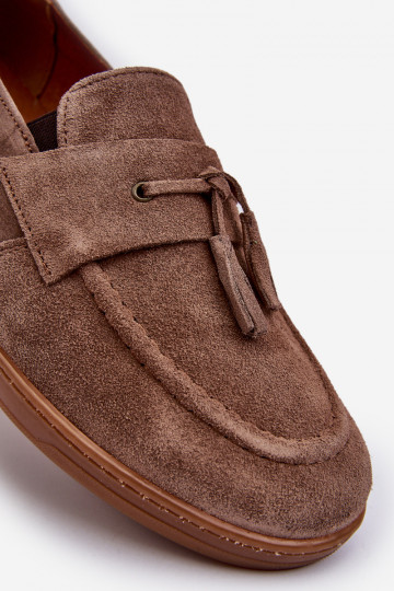 Mocassins de camurça masculinos Zazoo 1566 cor marrom 2
