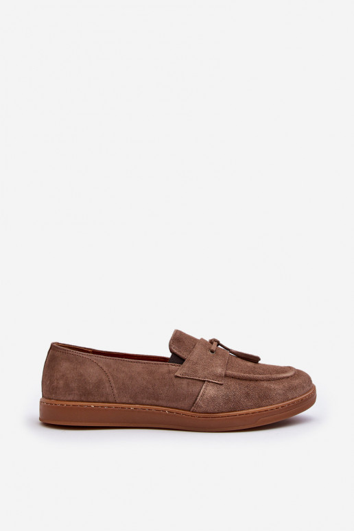 Tem que sercho de camurça Mocassins sapato Zazoo 1566 cor marrom Tem que sercho de camurça Mocassins sapato Zazoo 1566 cor marrom