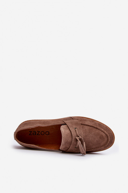 Tem que sercho de camurça Mocassins sapato Zazoo 1566 cor marrom Tem que sercho de camurça Mocassins sapato Zazoo 1566 cor marrom