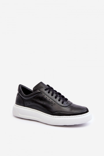 Tênis de couro masculinos Zazoo 1544 cor preta