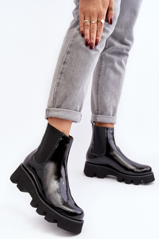 botas elegantes Feminino Pele com solas maciças da moda Laura Messi 2571 cor preta botas elegantes Feminino Pele com solas maciças da moda Laura Messi 2571 cor preta