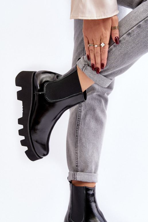 botas elegantes Feminino Pele com solas maciças da moda Laura Messi 2571 cor preta botas elegantes Feminino Pele com solas maciças da moda Laura Messi 2571 cor preta