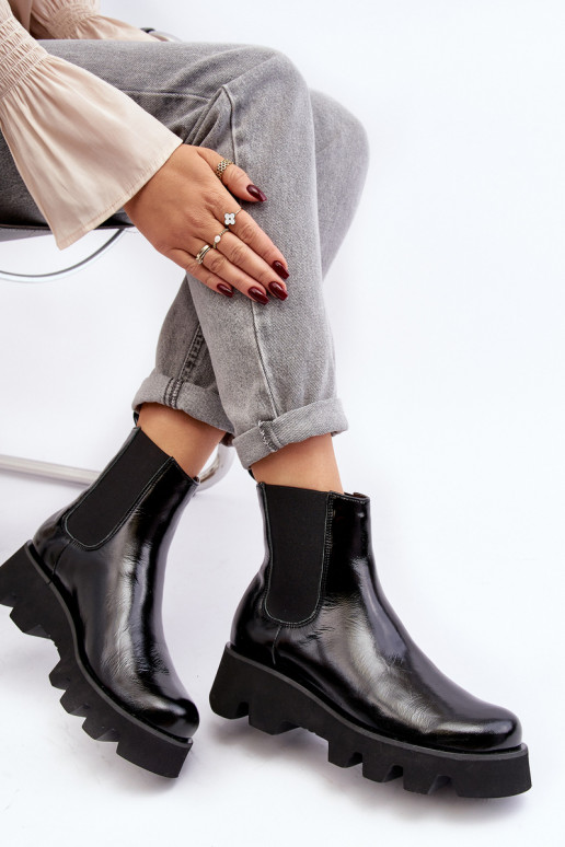 botas elegantes Feminino Pele com solas maciças da moda Laura Messi 2571 cor preta botas elegantes Feminino Pele com solas maciças da moda Laura Messi 2571 cor preta