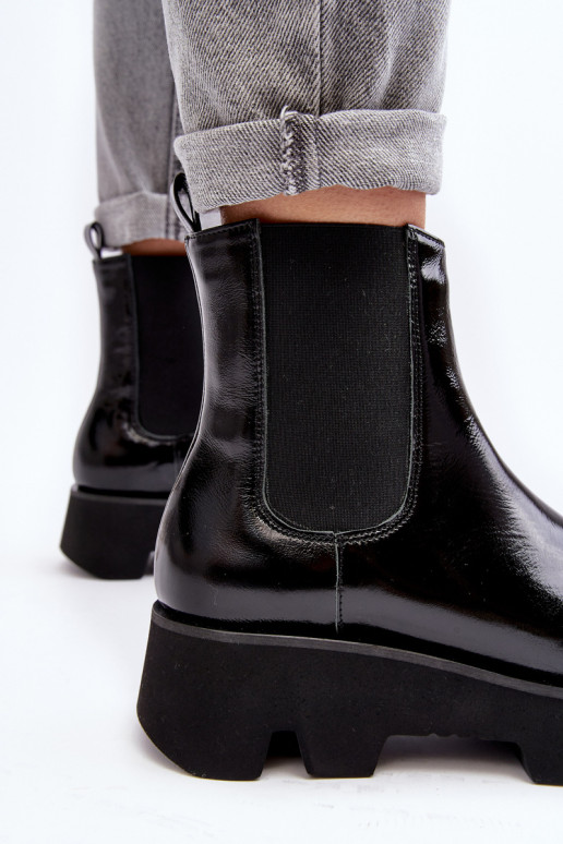 botas elegantes Feminino Pele com solas maciças da moda Laura Messi 2571 cor preta botas elegantes Feminino Pele com solas maciças da moda Laura Messi 2571 cor preta