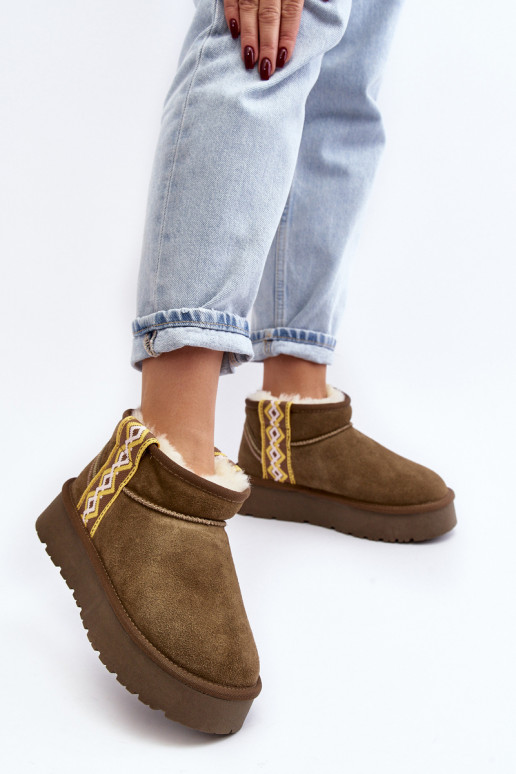 Pele de camurça Botas de neve Feminino cor verde Vebissat Pele de camurça Botas de neve Feminino cor verde Vebissat