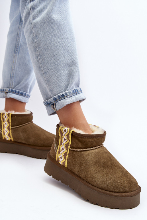 Pele de camurça Botas de neve Feminino cor verde Vebissat Pele de camurça Botas de neve Feminino cor verde Vebissat