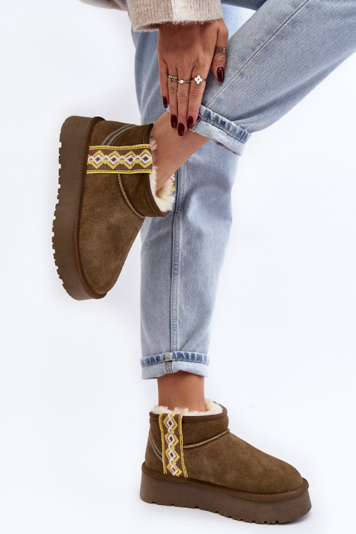 Pele de camurça Botas de neve Feminino cor verde Vebissat Pele de camurça Botas de neve Feminino cor verde Vebissat