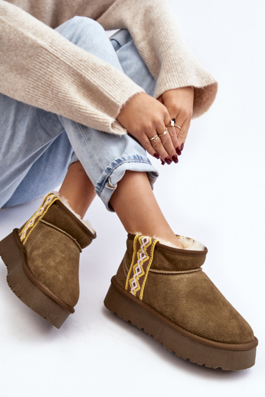 Pele de camurça Botas de neve Feminino cor verde Vebissat Pele de camurça Botas de neve Feminino cor verde Vebissat