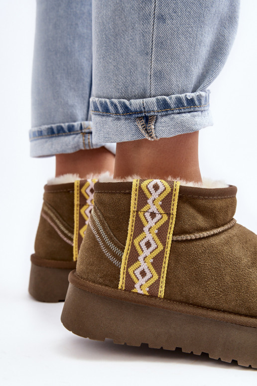 Pele de camurça Botas de neve Feminino cor verde Vebissat Pele de camurça Botas de neve Feminino cor verde Vebissat