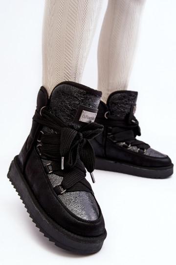 Feminino Botas de neve com detalhes elegantes D.Franklin DFSH370006 cor preta