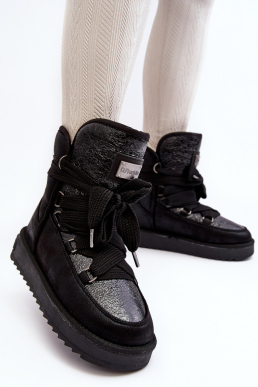 Feminino Botas de neve com detalhes elegantes D.Franklin DFSH370006 cor preta