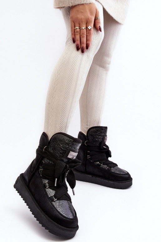 Feminino Botas de neve com detalhes elegantes D.Franklin DFSH370006 cor preta