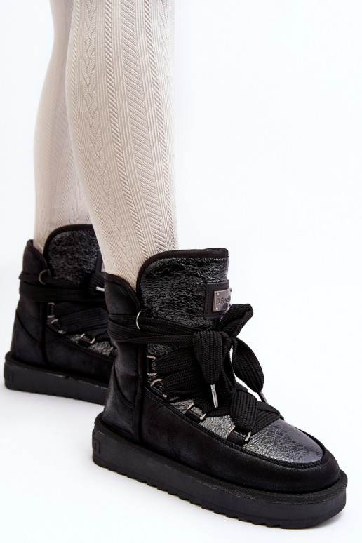 Feminino Botas de neve com detalhes elegantes D.Franklin DFSH370006 cor preta