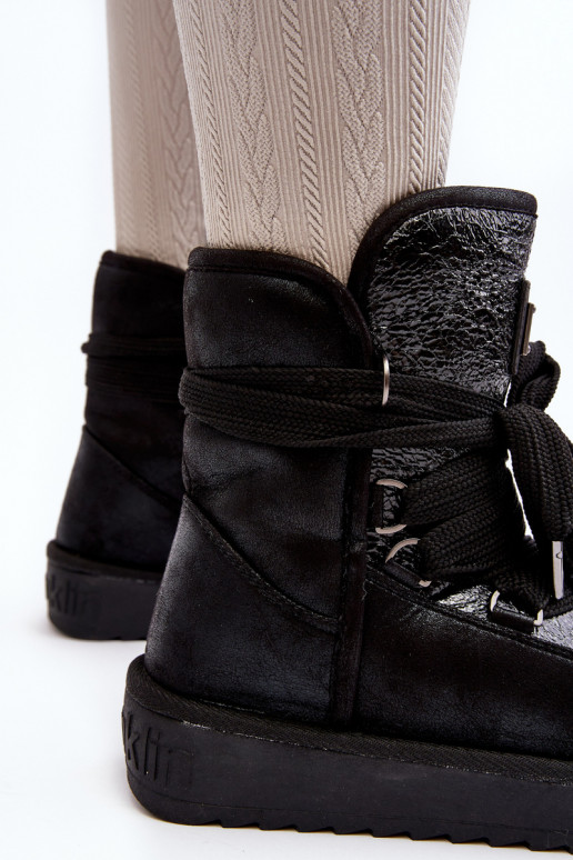 Feminino Botas de neve com detalhes elegantes D.Franklin DFSH370006 cor preta