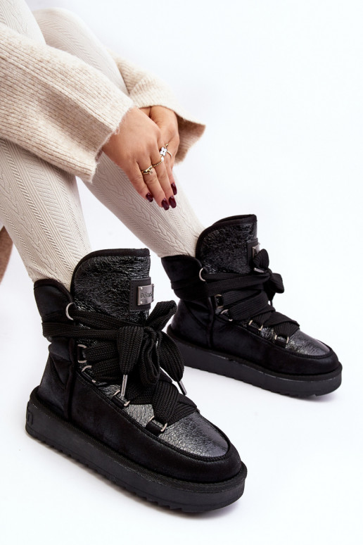 Feminino Botas de neve com detalhes elegantes D.Franklin DFSH370006 cor preta