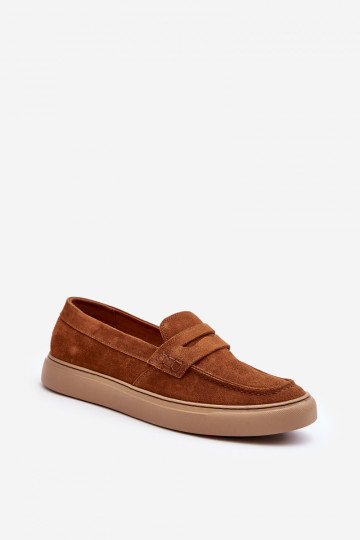 de camurça Sapatos masculinos Mocassins Zazoo 1574 cor marrom